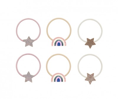 6 mini elásticos Rainbow & Star