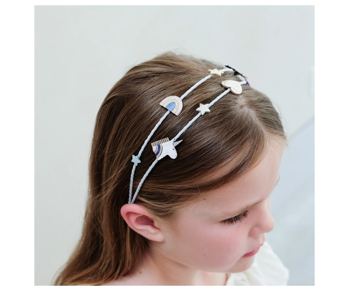 Diadema Doble Celeste Unicorn Alice