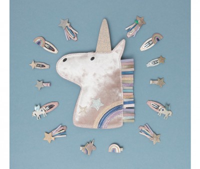 8 mini clipes de cabelo Celeste Unicorn