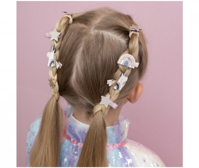 8 mini clipes de cabelo Celeste Unicorn