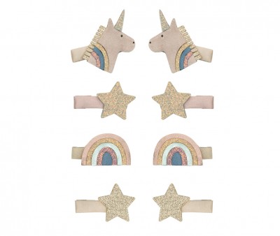 8 mini clipes de cabelo Celeste Unicorn