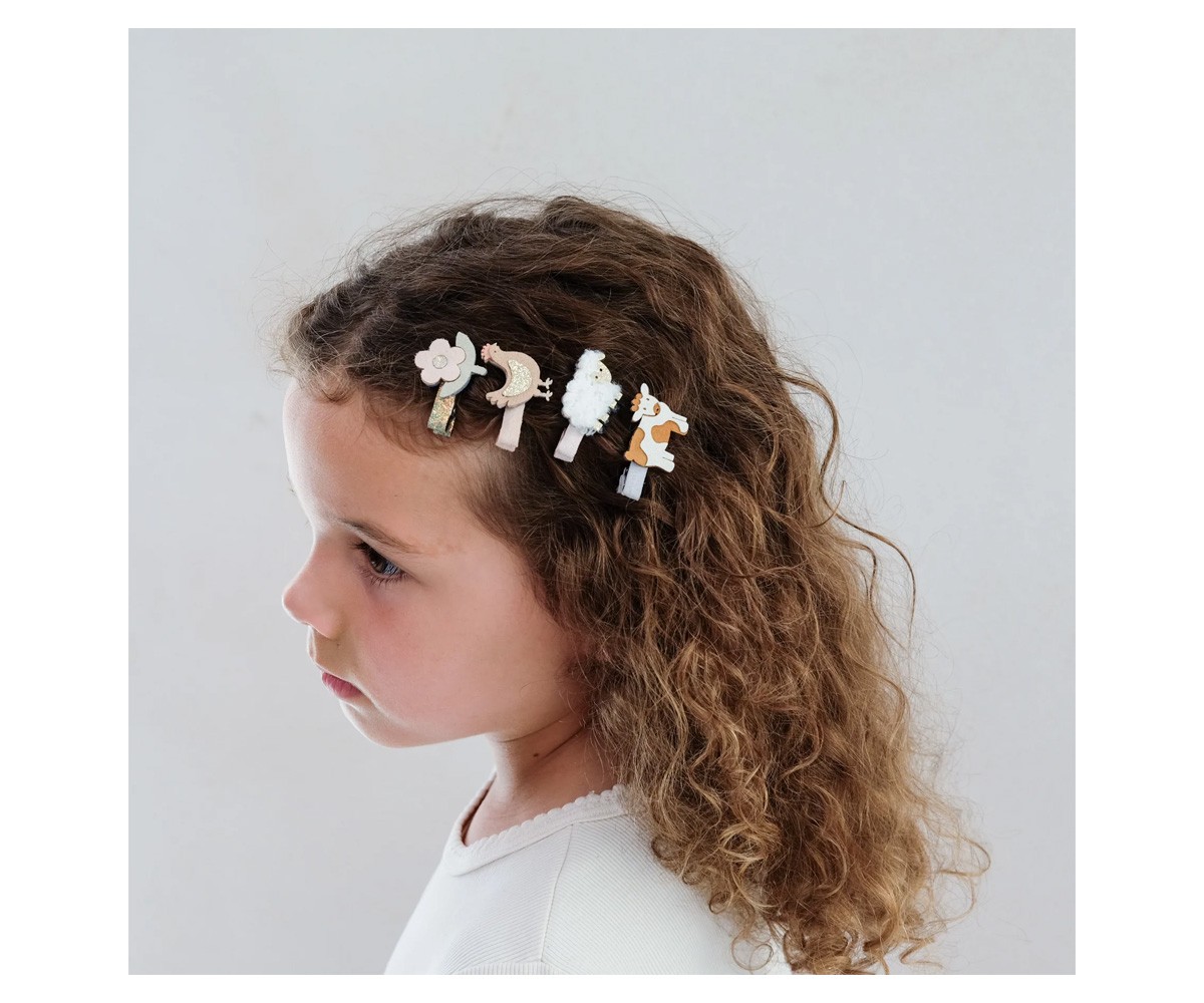 8 Mini Pinzas de Pelo Farm Animal