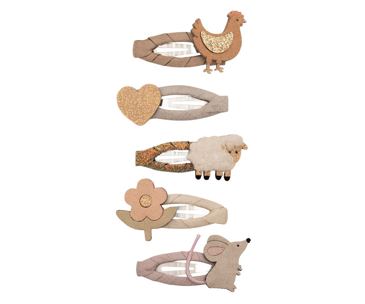 5 Mini Clips de Pelo Clic Clacs Farm Animal