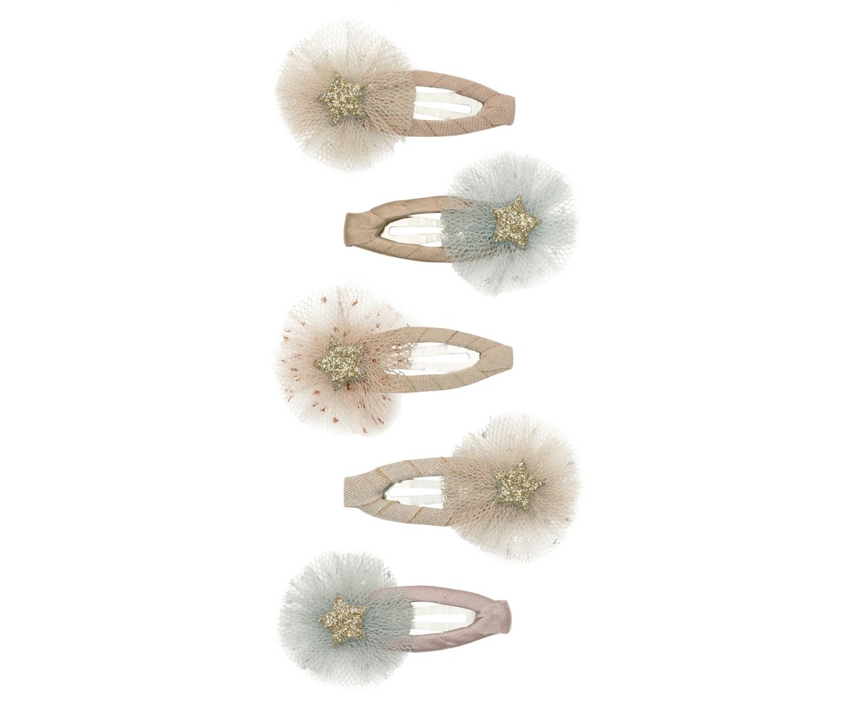 5 Mini Clips Clic Clasc Tulle Rosette