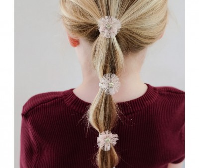 8 Mini Élastiques Tulle Rosette