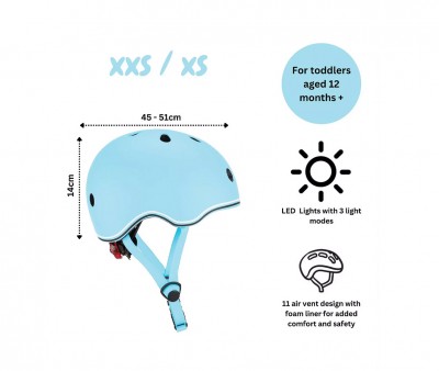 Pastel Blue Go Up Lights Helmet