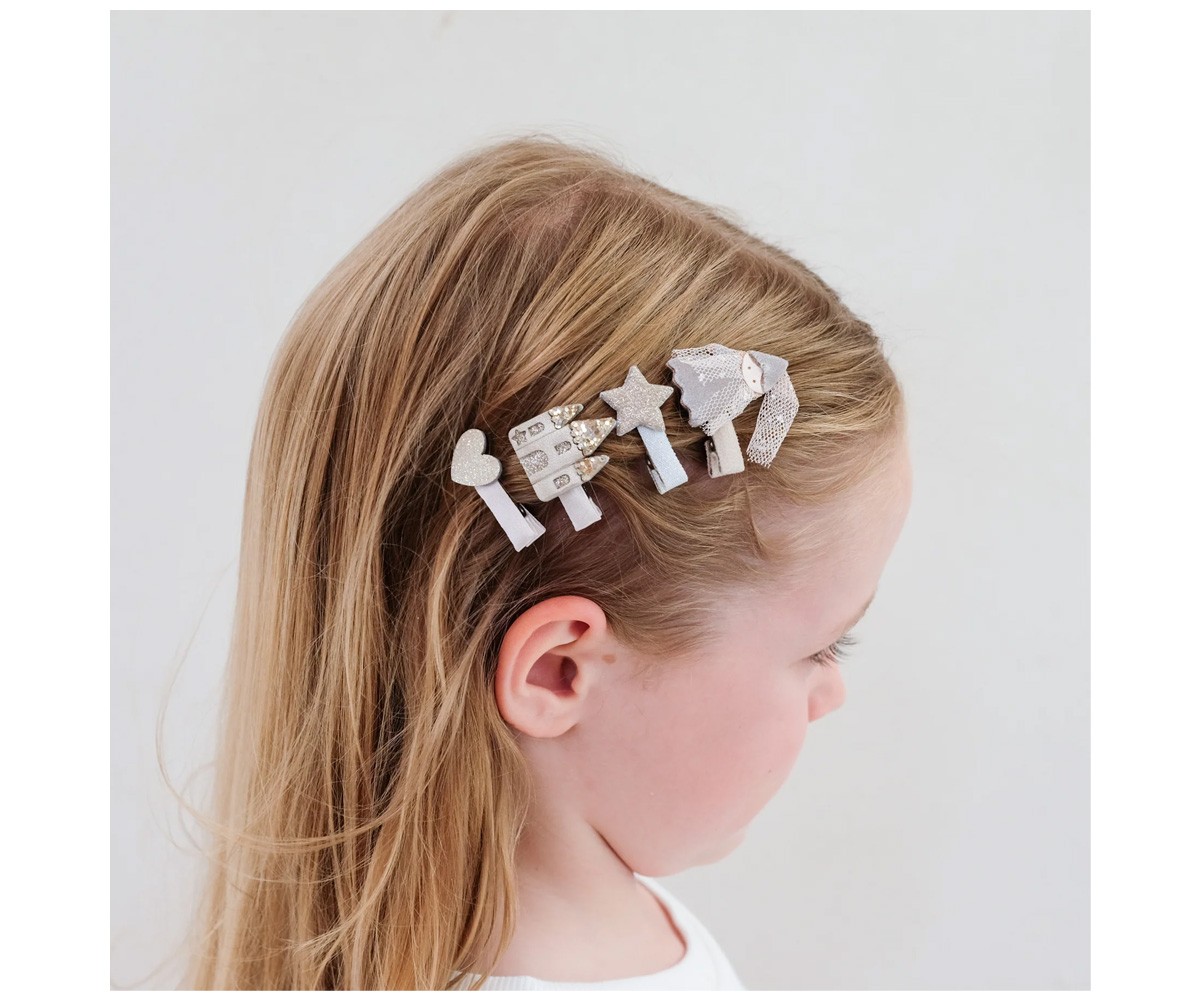 8 mini clipes de cabelo Princess & Castle