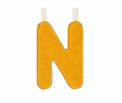 Lettre N Phosphorescente en Tissu Jaune
