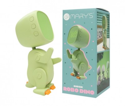 Reloj Despertador Infantil Robo Dino Verde