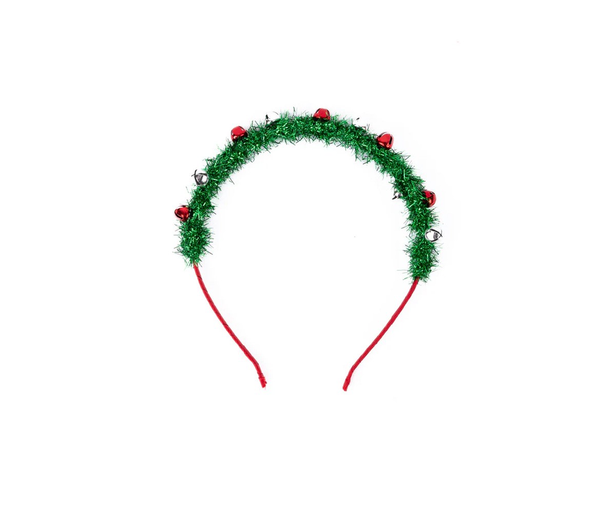 Diadema Navideña con Espumillón y Cascabeles