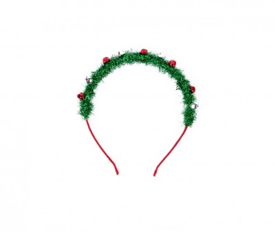 Diadema Navideña con Espumillón y Cascabeles