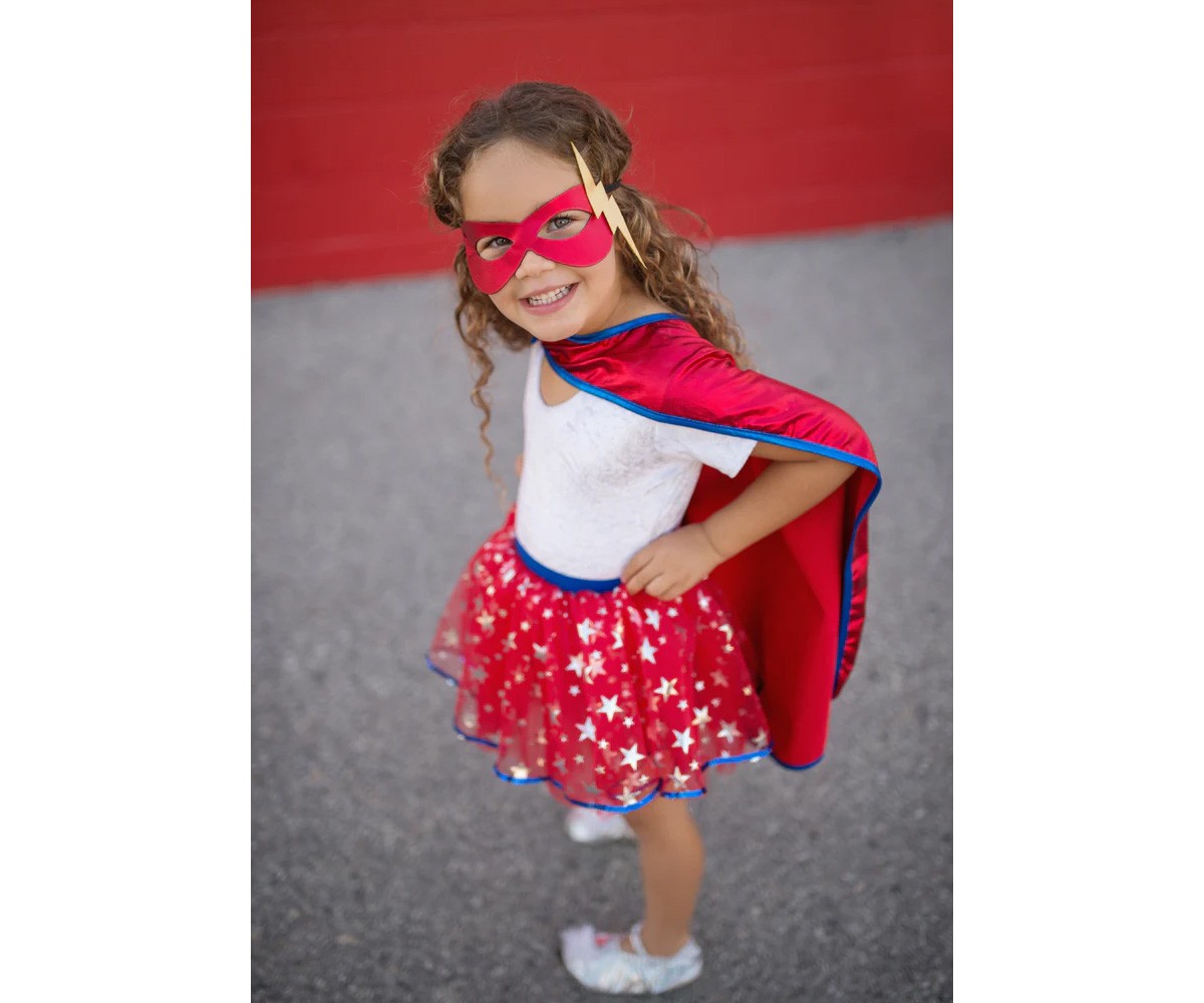 Costume de Super-Héro pour Enfant, Tutu, Cape et Masque 4-6 ans