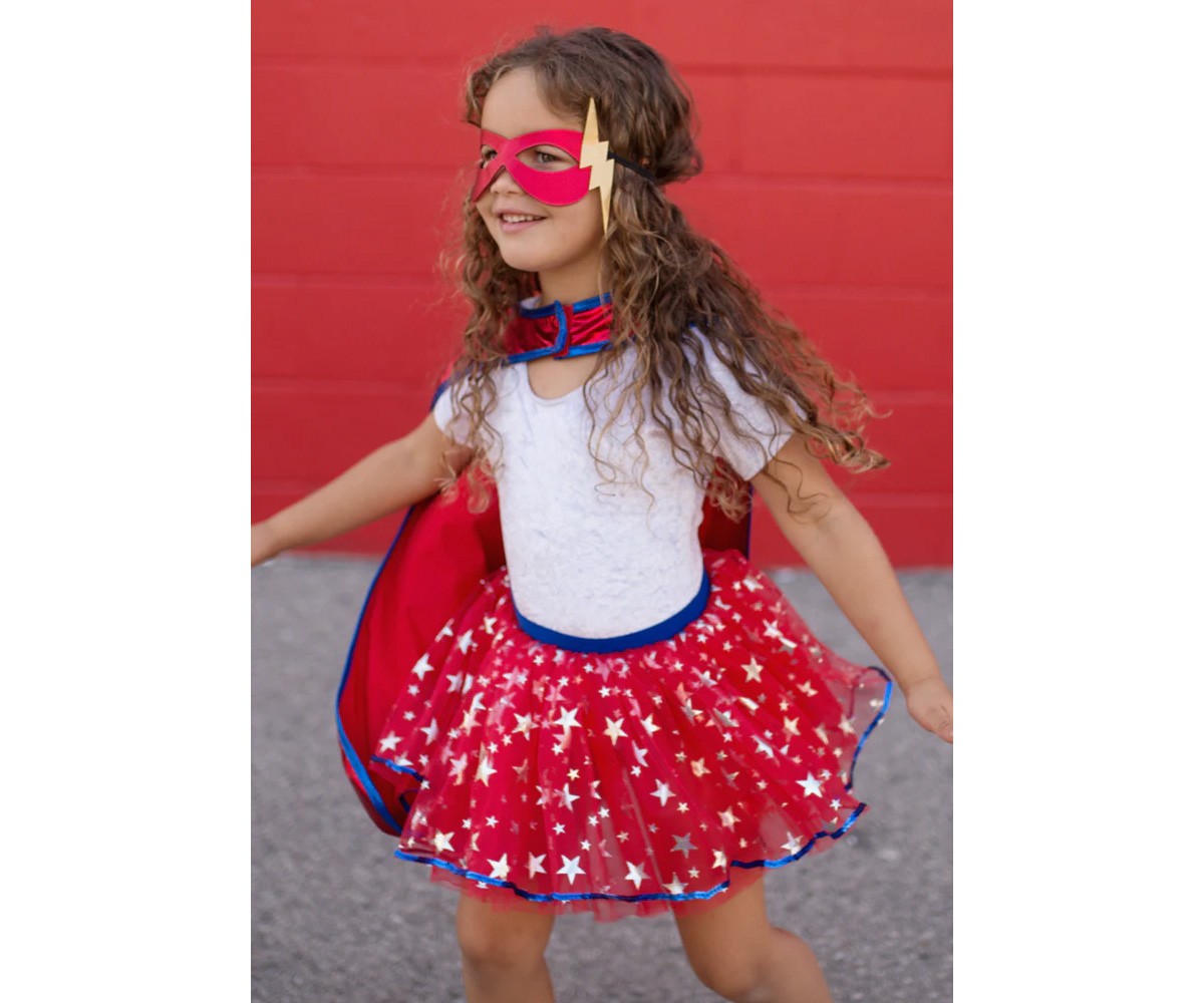 Costume de Super-Héro pour Enfant, Tutu, Cape et Masque 4-6 ans