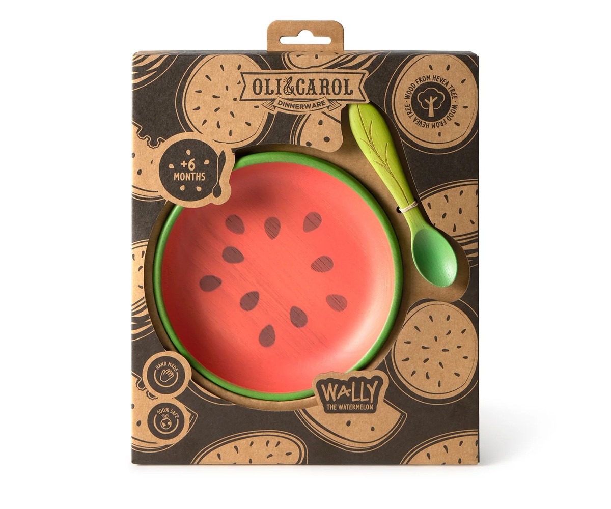 Assiette et Cuillère en Bois pour Enfant Wally The Watermelon