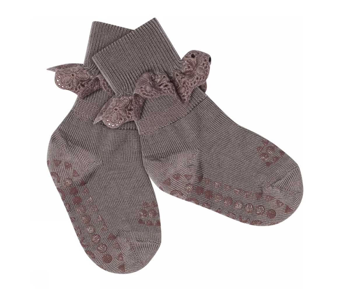 Calcetines Suela Antideslizante Lana Merino Dark Purple Dove