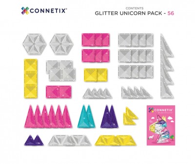 Construcción Connetix Glitter Unicorn 56 piezas