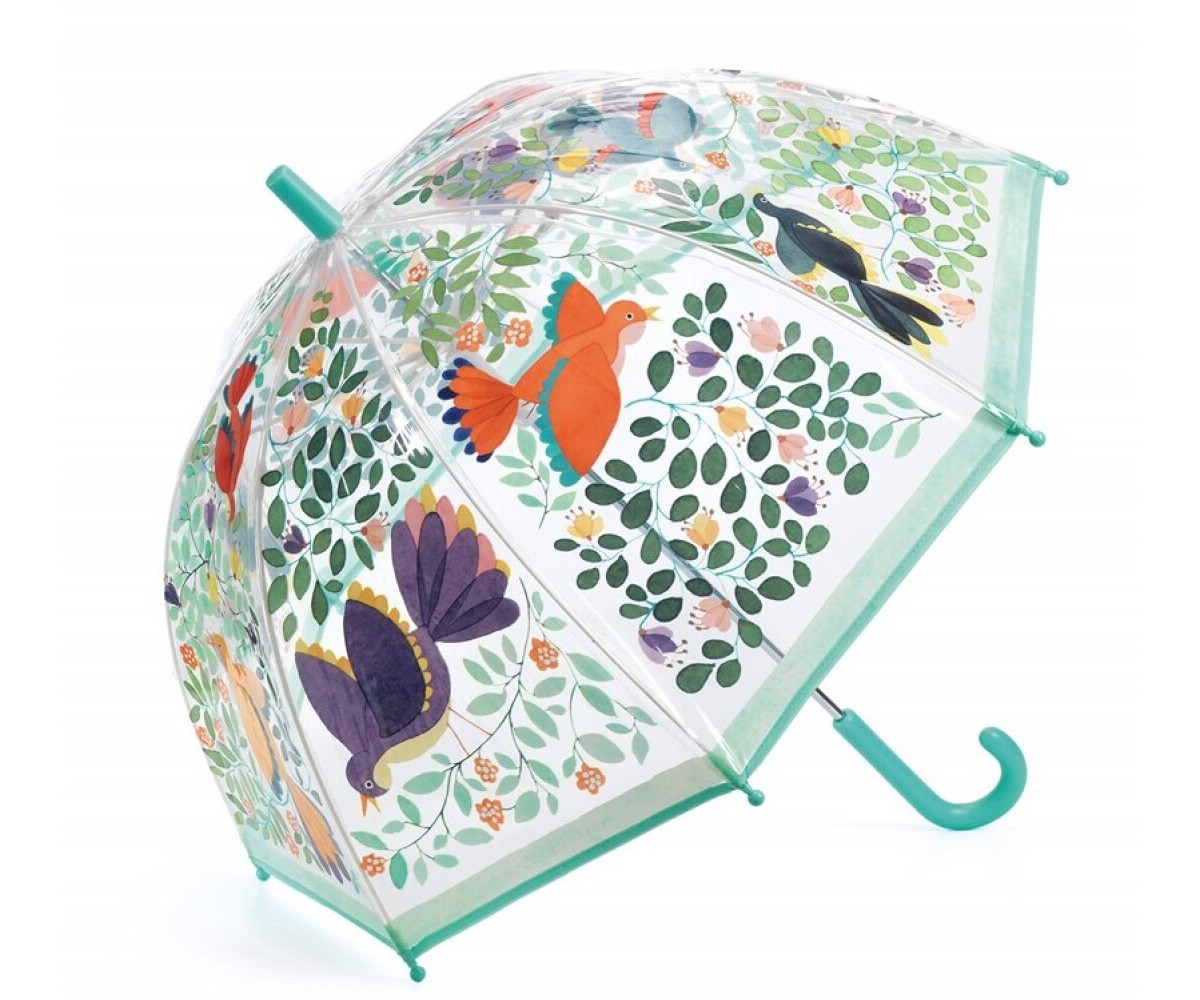 Guarda-chuva Médio Transparente Flores e Pássaros