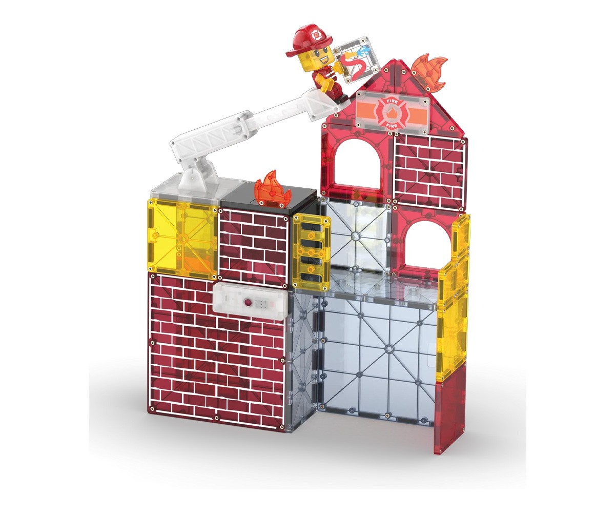Conjunto de construção do Corpo de Bombeiros Magna-Tiles de 50 peças