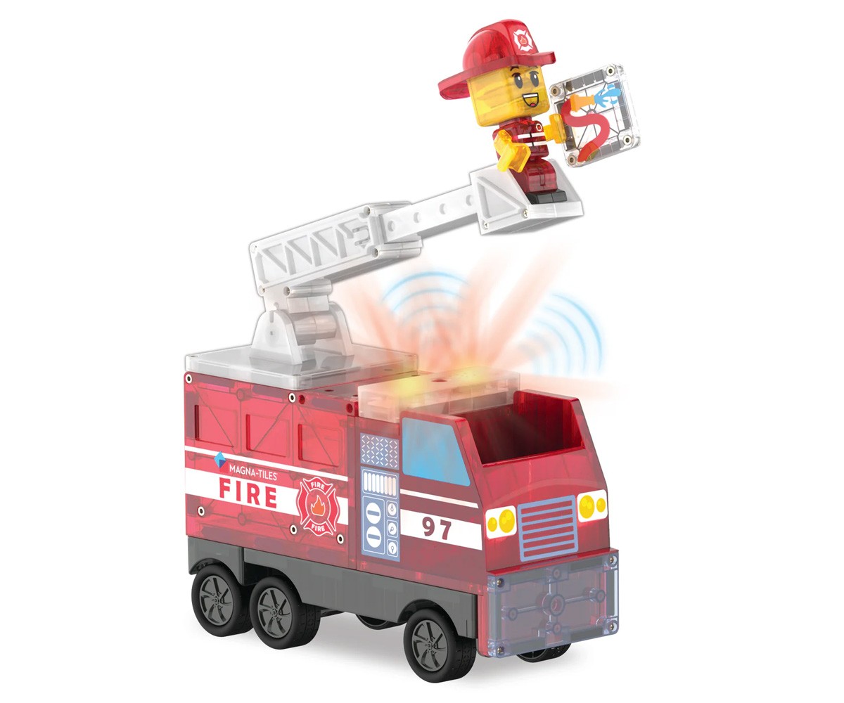 Conjunto de construção do Corpo de Bombeiros Magna-Tiles de 50 peças