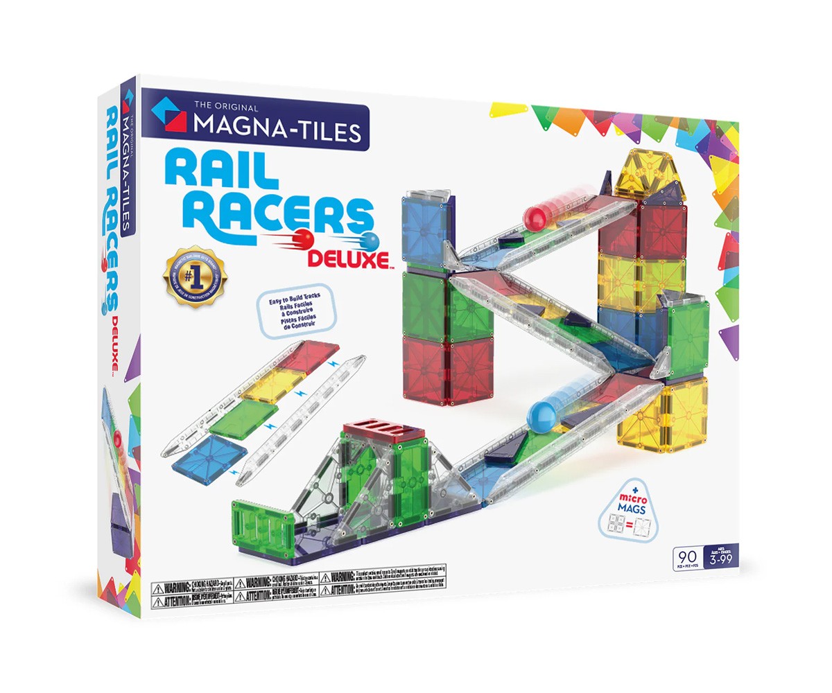 Conjunto de construção Magna-Tiles Rail Racers Deluxe de 90 peças
