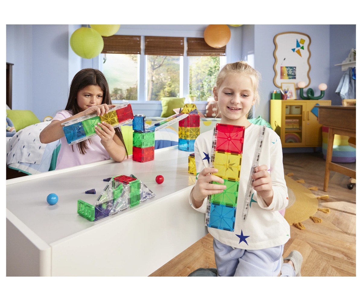 Conjunto de construção Magna-Tiles Rail Racers Deluxe de 90 peças