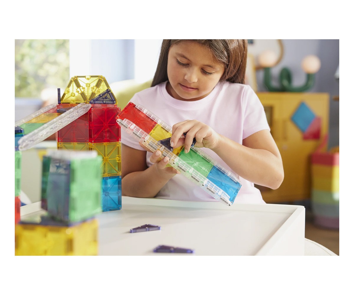 Conjunto de construção Magna-Tiles Rail Racers Deluxe de 90 peças