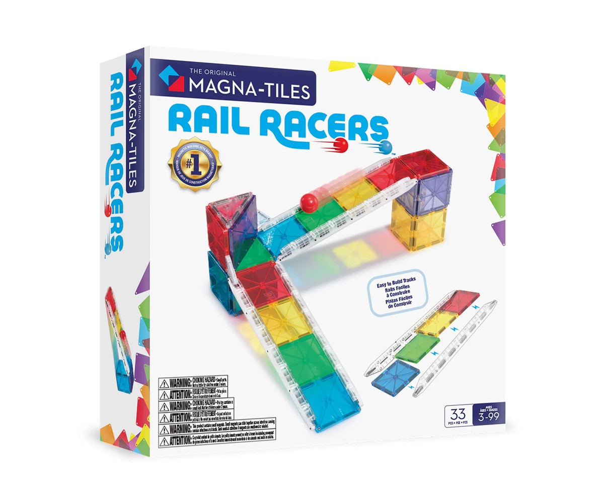 Kit de Construction Magna-Tiles Rail Racers 33 Pièces