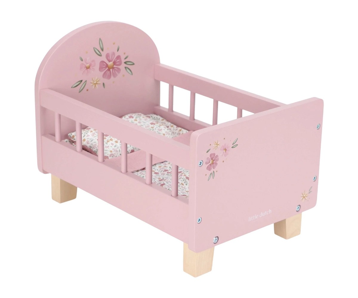 Cama de Madera con Textil para Muñecas FSC