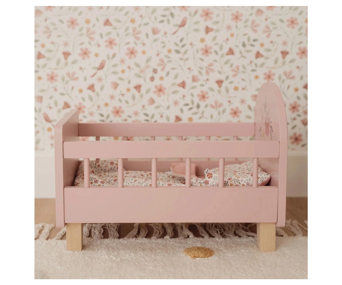 Cama de Madera con Textil para Muñecas FSC