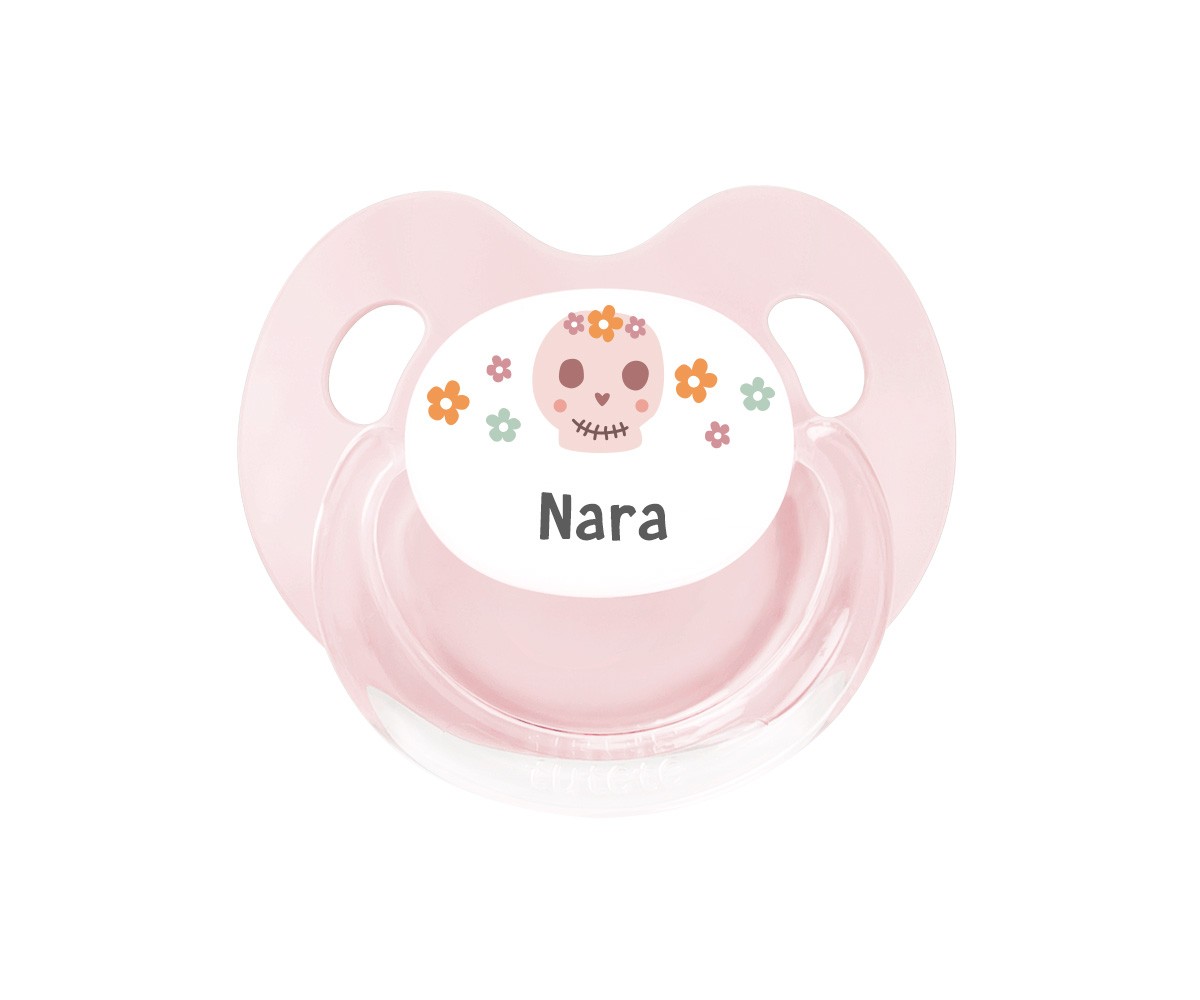 Retro Personalized Pacifier Flowers Skull