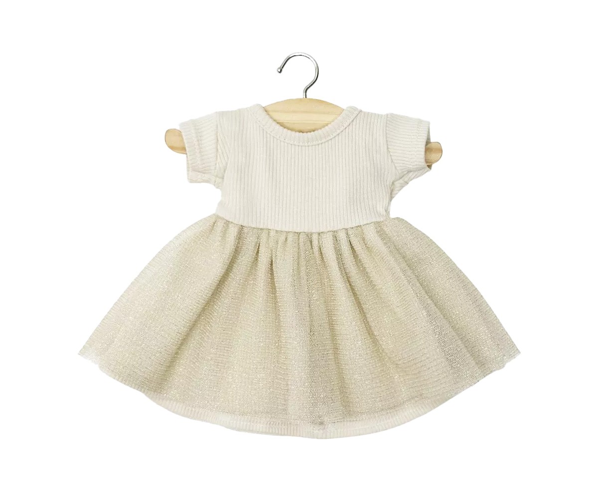 Vestido Tutú Rosana Manga Corta Dorado para Muñeco Gordis
