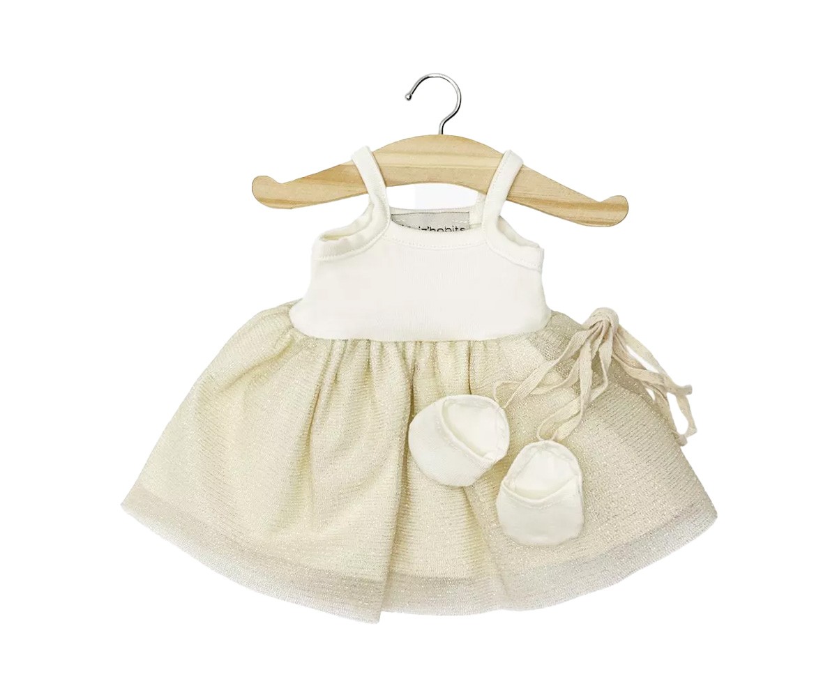 Vestido Tutú Rosella Milk Doré y Zapatos de Baile para Muñeco Gordis