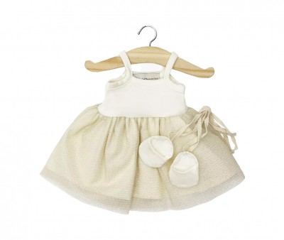 Vestido Tutú Rosella Milk Doré y Zapatos de Baile para Muñeco Gordis