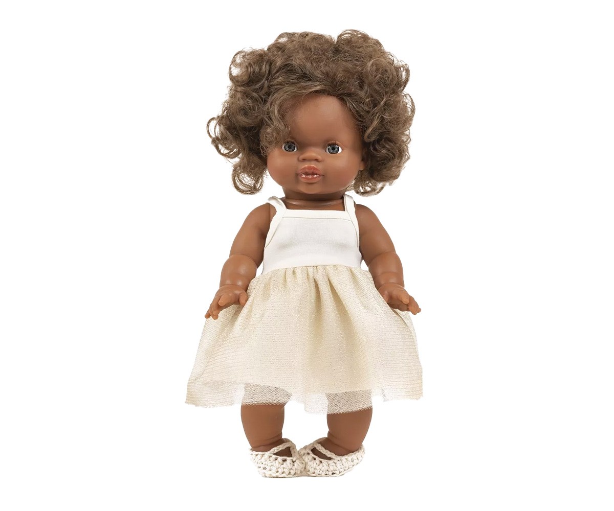 Vestido Tutú Rosella Milk Doré y Zapatos de Baile para Muñeco Gordis