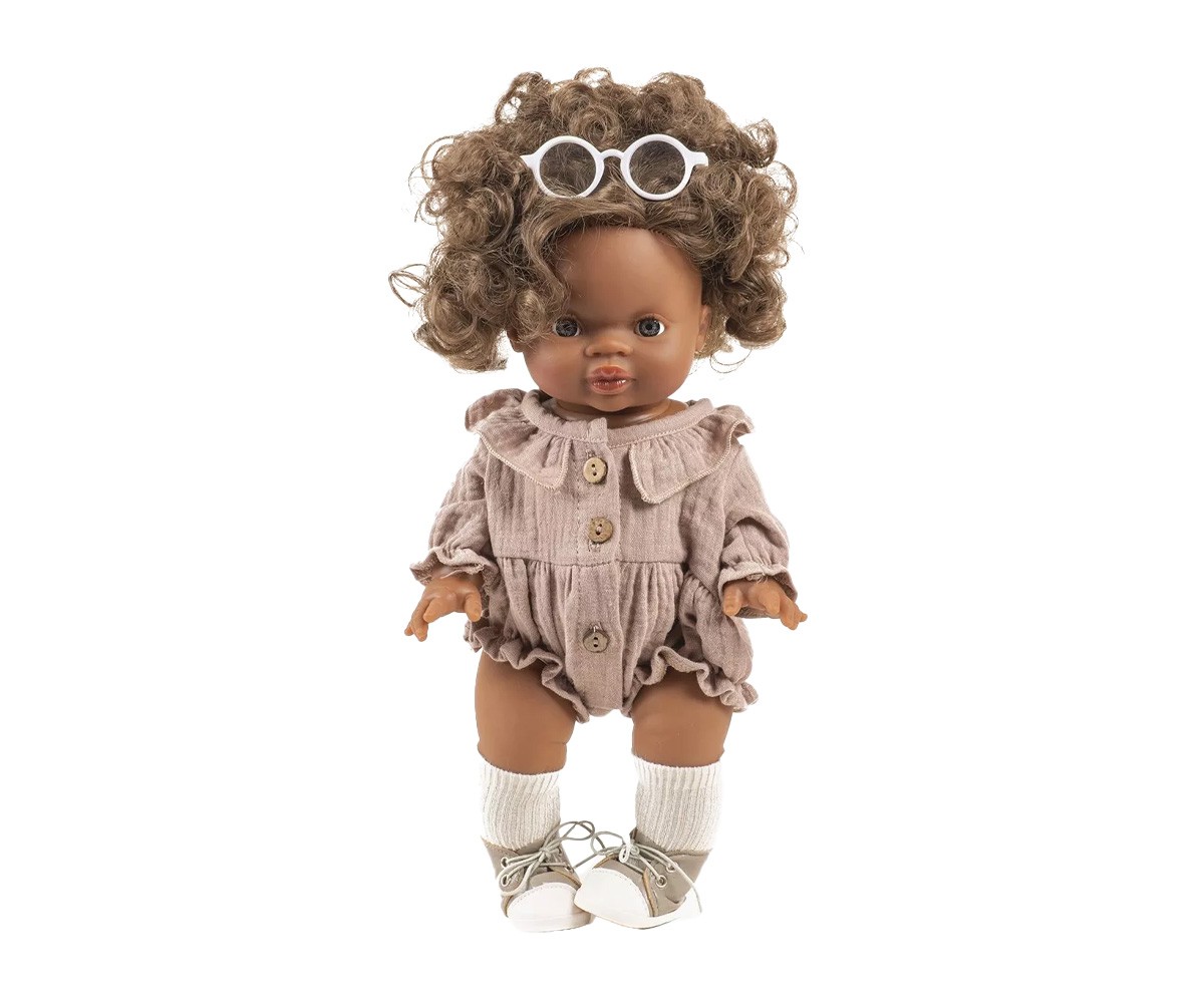 Barboteuse Léonore en Gaze de Coton Moka pour Poupée Gordis