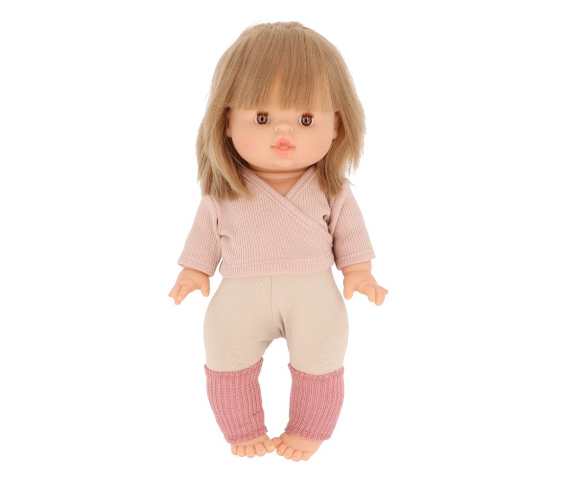 Muñeco Gordis Zoe con Conjunto Top Cruzado con Leggings y Calentadores