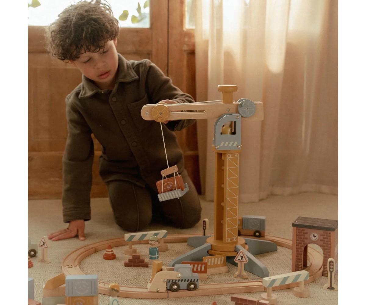 Set de Construcción con Grúa de Madera FSC