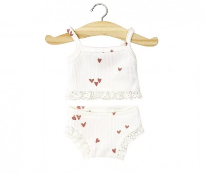 Les P'tits Basiques Ropa Interior en Canalé y Encaje Corazones rRojos para Muñeco Gordis