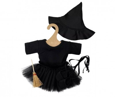 Les P'tits Déguiz Disfraz Halloween de Brujita con Sombrero y Escoba para Muñeco Gordis