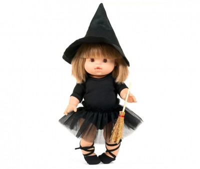 Les P'tits Déguiz Disfraz Halloween de Brujita con Sombrero y Escoba para Muñeco Gordis