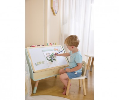 Bureau à Dessin et Bibliothèque 2 en 1