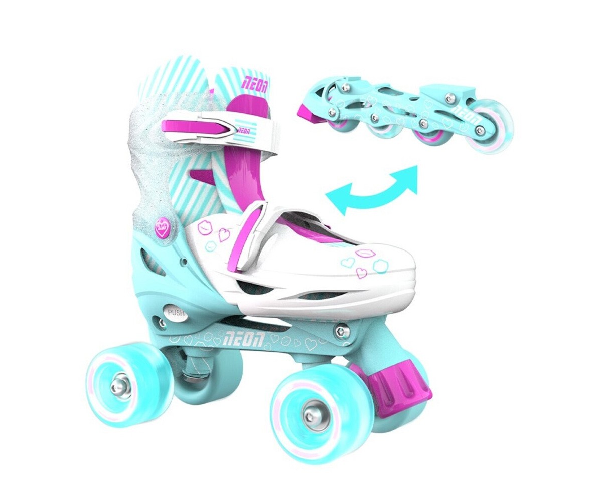 Patins Combinés Vert Fluo et Rose T.30-33