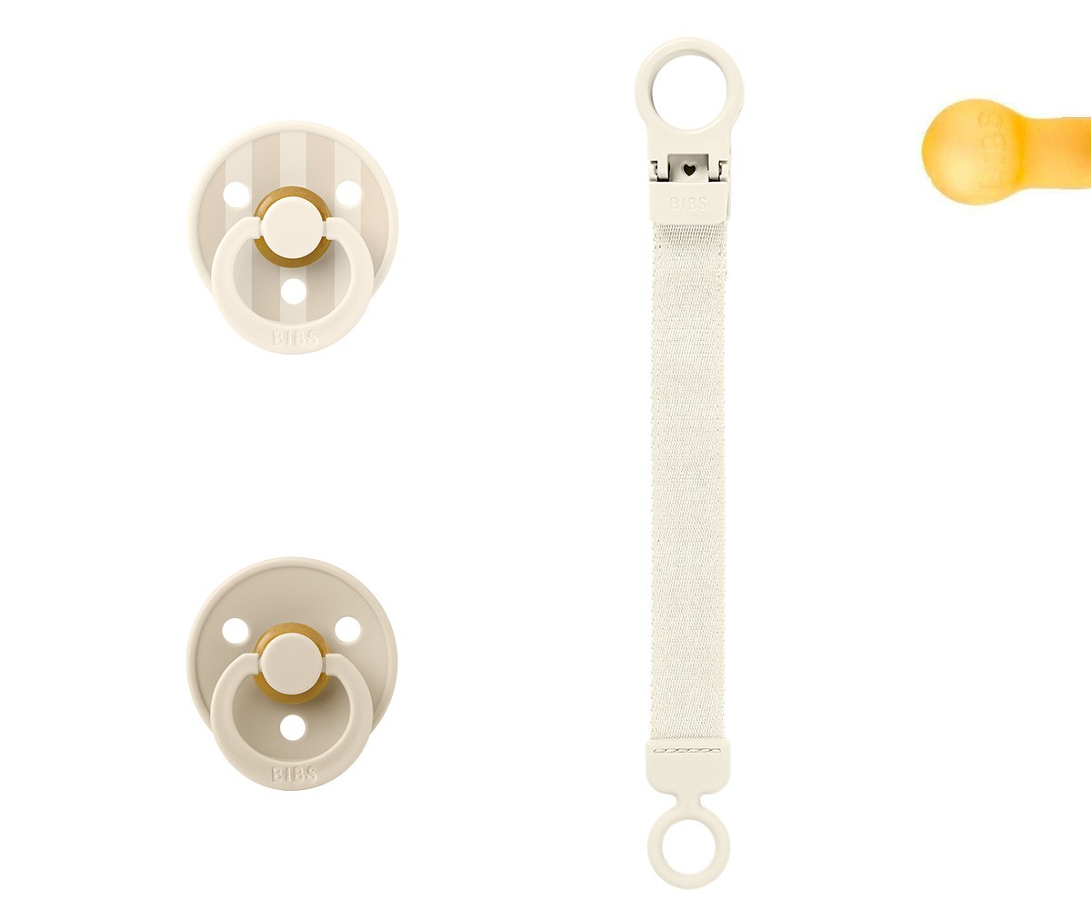 Conjunto de chupeta e clipe BIBS Colour Ivory para presente