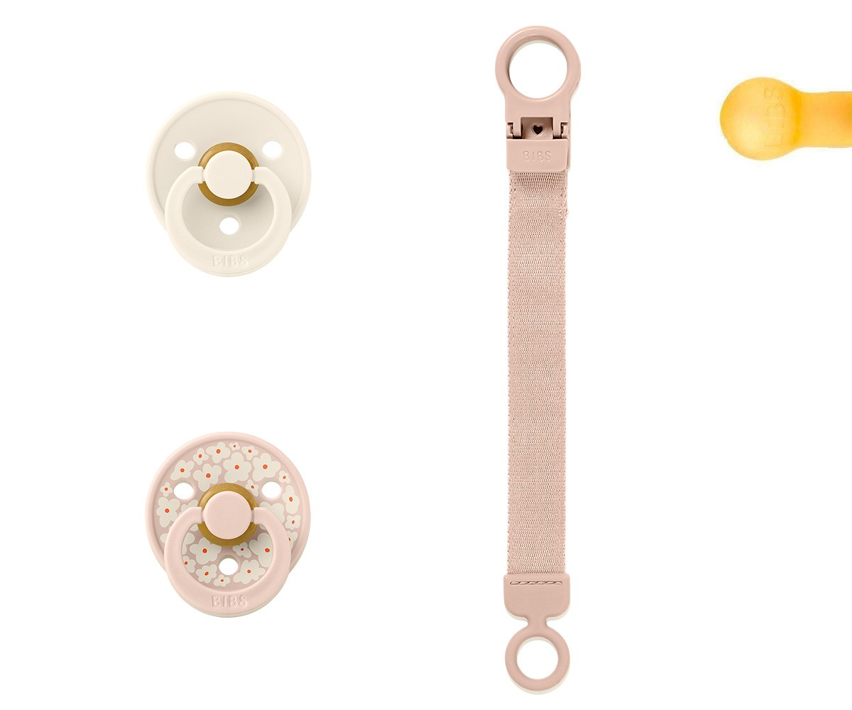 Conjunto de chupeta e clipe BIBS Colour Loop Blush para presente
