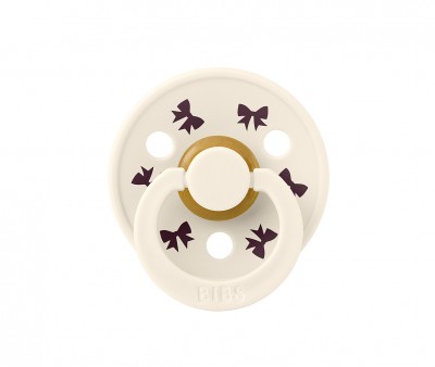 2 Sucettes BIBS Colour Round Holiday Bow Ivory/Plum