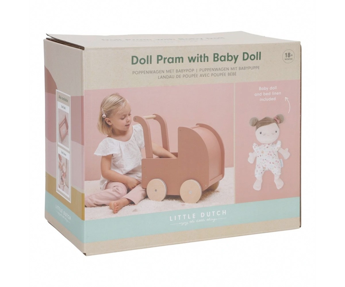 Carrito de Madera con Muñeca Blandita