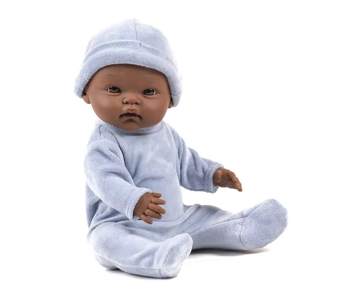 Poupon Cuties Basile avec Pyjama Nikky en Velours Bleu et Bonnet