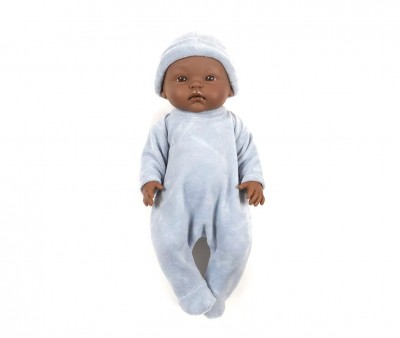 Poupon Cuties Basile avec Pyjama Nikky en Velours Bleu et Bonnet