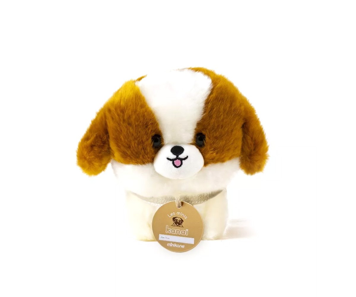 Les Minis Kanaï Cão de Peluche Suki com Coleira e Cestinho de Pele Sintética