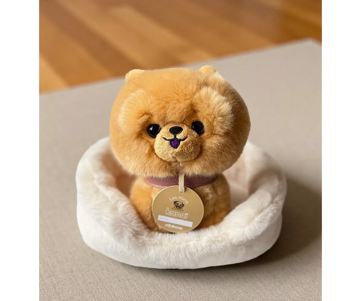 Les Minis Kanaï Cão de Peluche Loki com Coleira e Cestinho de Pele Sintética